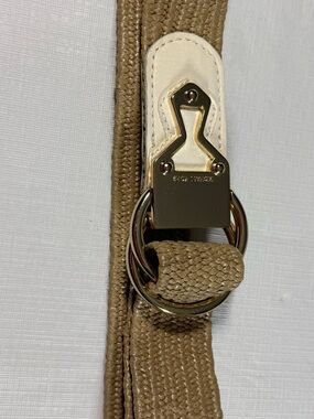 MICHAEL Michael Kors Tan Woven Belt with Gold Hardware